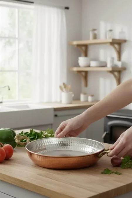 El yapımı bakır tava — Acemli Tava 2 No 16 Cm Makine Dövme Kırmızı — BakırBul