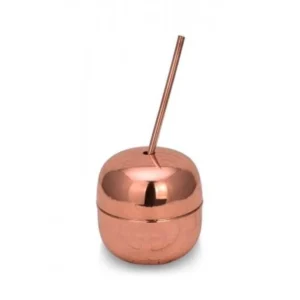 El yapımı bakır bardak — Apple Cocktail Pipetli Düz 250 Ml Kırmızı — BakırBul