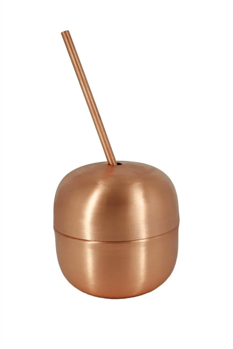El yapımı bakır bardak — Apple Cocktail Pipetli Düz 250 ml Skoç — BakırBul