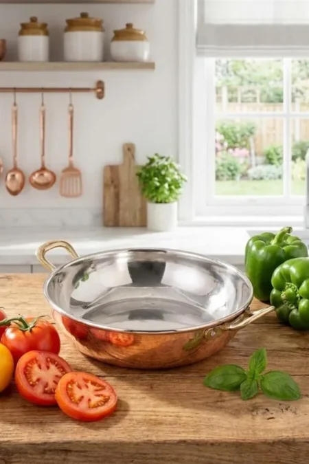 El yapımı bakır tava — Çelebi Tava 1 No 14 Cm Düz Kırmızı — BakırBul