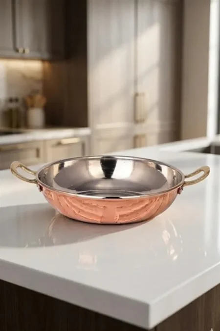 El yapımı bakır tava — Çelebi Tava 2 No 16 Cm Düz Kırmızı — BakırBul