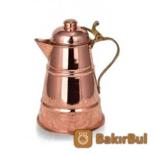 El yapımı bakır surahi ve karaf — Kervan Sütlük Düz Kırmızı — BakırBul