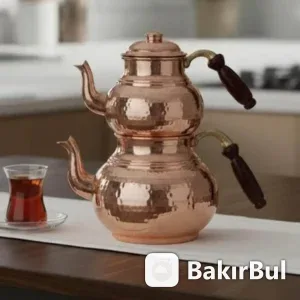 El yapımı bakır caydanlik — Klasik Çaydanlık 1 No İnce El Dövme Kırmızı — BakırBul