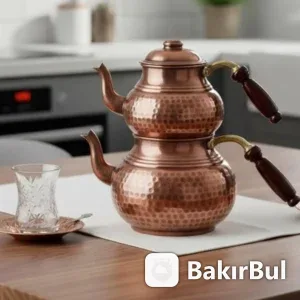 El yapımı bakır caydanlik — Klasik Çaydanlık 1 No İnce El Dövme Oksit — BakırBul