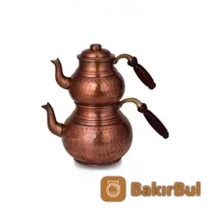 El yapımı bakır caydanlik — Klasik Çaydanlık 2 No İnce El Dövme Oksit — BakırBul