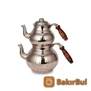 El yapımı bakır caydanlik — Klasik Çaydanlık 2 No Kalın El Dövme Nikel — BakırBul