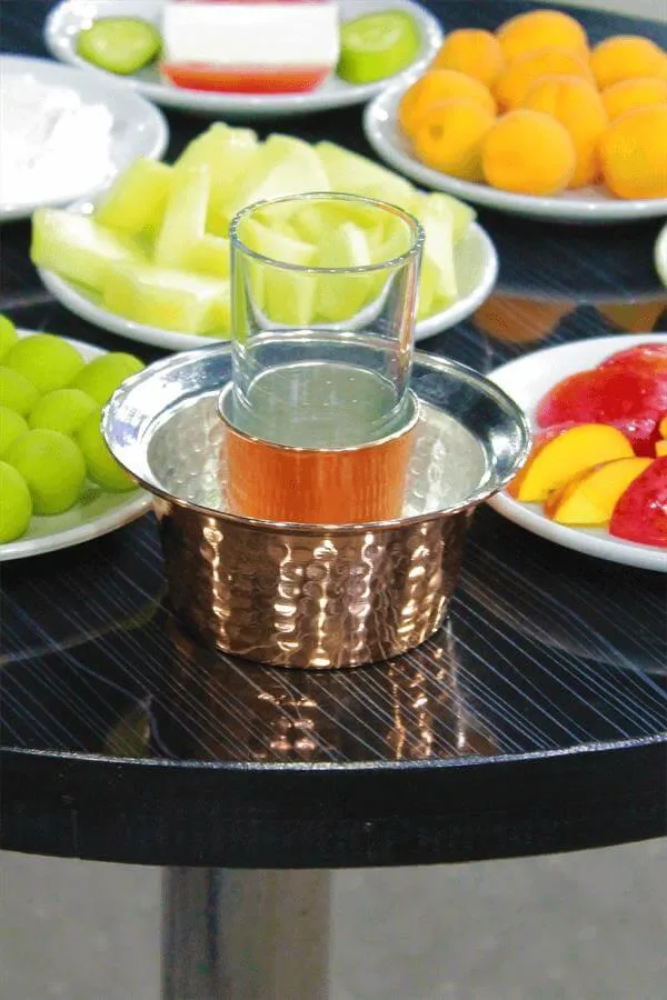 El yapımı bakır ehlikeyf — Klasik Ehlikeyf Makine Dövme Kırmızı — yan görünüm — BakırBul