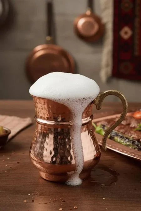 El yapımı bakır masrapa — Kordonlu Maşrapa Makine Dövme 250 Ml Kırmızı — BakırBul