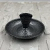 El yapımı bakır şamdan — Kulpsuz Metal Nostalji Mumluk & El Şamdanı Kendinden İğneli Gümüş — yan görünüm — BakırBul