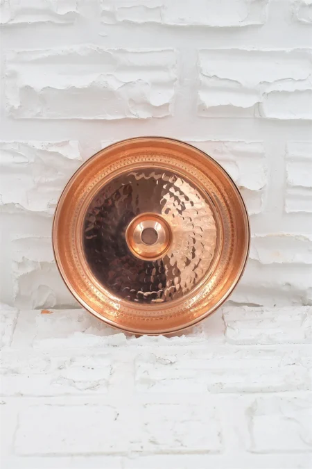 Kurnacı Hamam Tası 16 Cm El Dövme Kırmızı El yapımı bakır banyo seti — Kurnacı Hamam Tası 16 Cm El Dövme Kırmızı — BakırBul