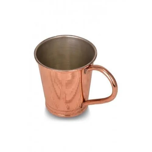 El yapımı bakır bardak — Linea Bakır Bardak Düz 400 ml 2'li Takım Kırmızı — iç görünüm — BakırBul