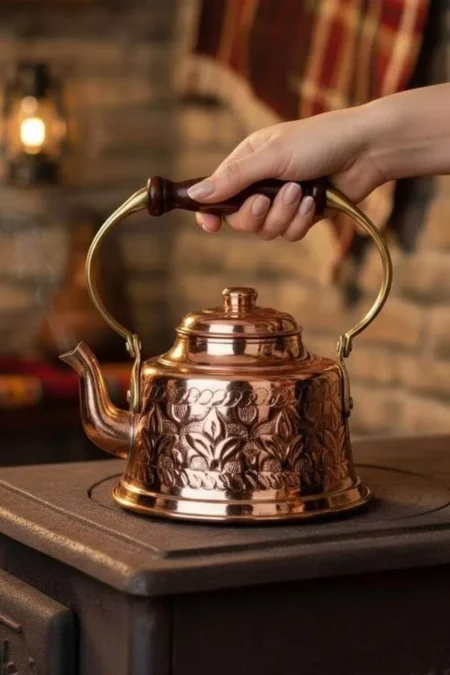 El yapımı bakır demlik — Maraş Demlik El İşleme Kırmızı — BakırBul