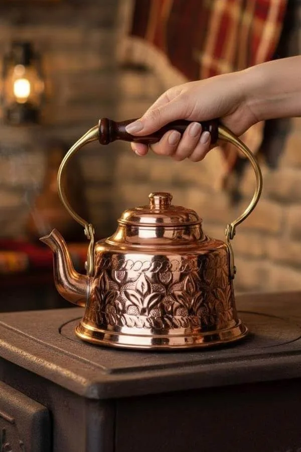 El yapımı bakır demlik — Maraş Demlik El İşleme Kırmızı — BakırBul