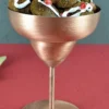 El yapımı bakır kadeh — Margarita Kadeh Düz 450 ml Skoç — yan görünüm — BakırBul