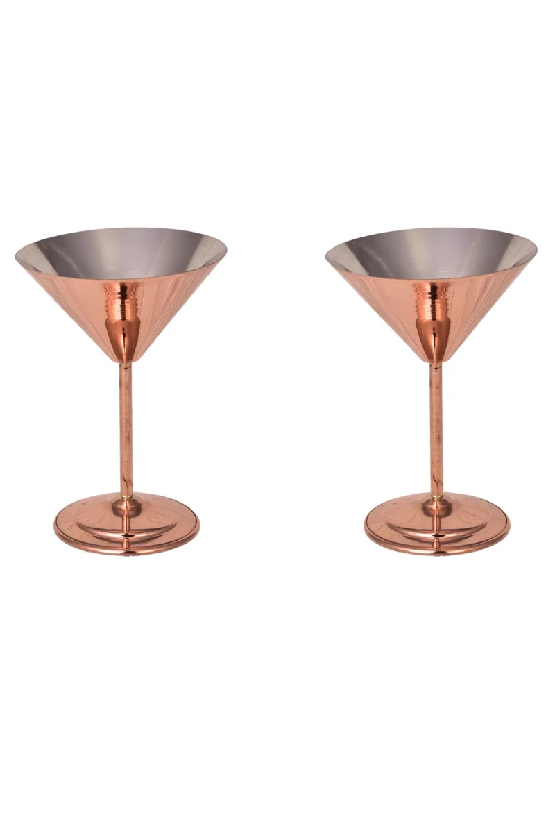 El yapımı bakır kadeh — Martini Bakır Kadeh Düz 250 ml 2'li Takım Kırmızı — BakırBul