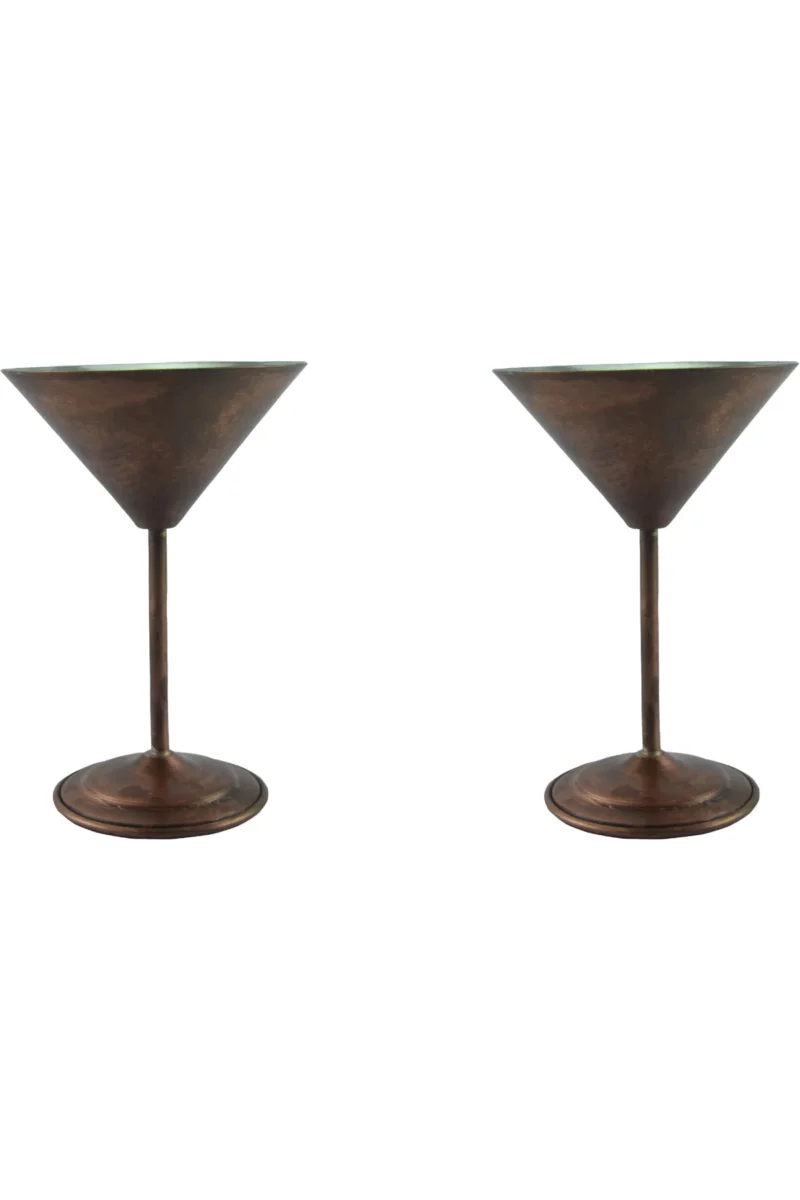El yapımı bakır kadeh — Martini Bakır Kadeh Düz 250 ml 2'li Takım Oksit — BakırBul