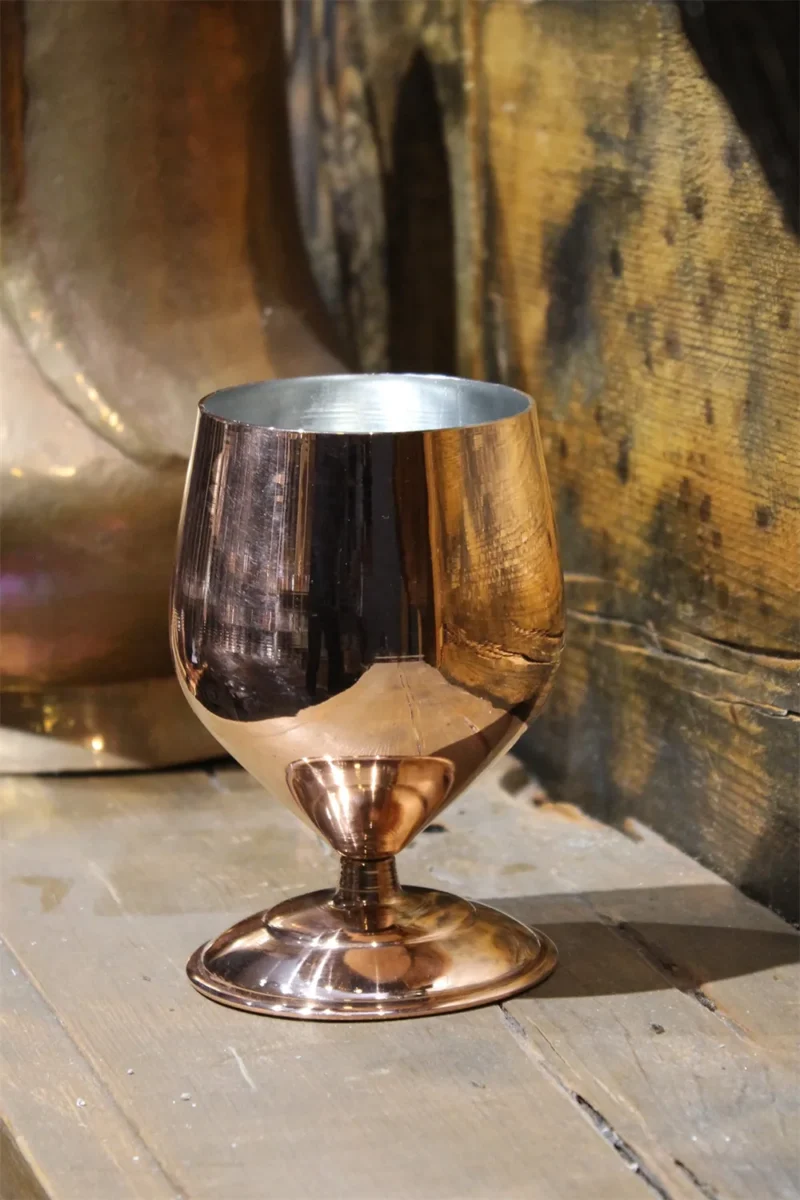 El yapımı bakır kadeh — Merlot Kadeh 500 ml Düz Kırmızı — yan görünüm — BakırBul