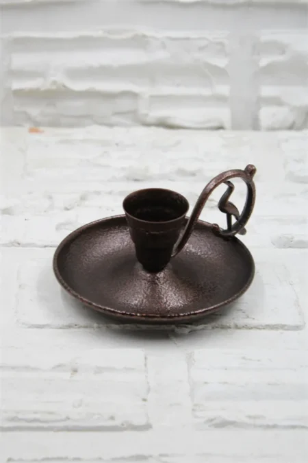 Handmade copper candle holders — 6.0 cm · dark brown