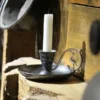 Metal Nostalji Mumluk & El Şamdanı Kendinden İğneli Gümüş El yapımı bakır şamdan — Metal Nostalji Mumluk & El Şamdanı Kendinden İğneli Gümüş — yan görünüm — BakırBul