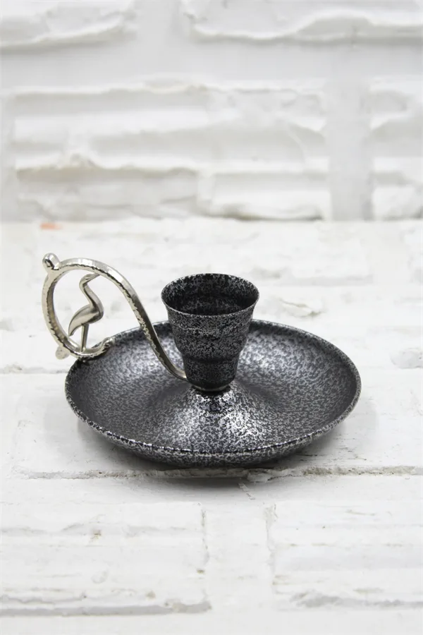Metal Nostalji Mumluk & El Şamdanı Kendinden İğneli Gümüş El yapımı bakır şamdan — Metal Nostalji Mumluk & El Şamdanı Kendinden İğneli Gümüş — detay — BakırBul