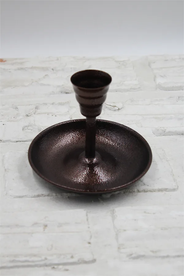 El yapımı bakır şamdan — Metal Vintage Mumluk & El Şamdanı Acı Kahve — detay — BakırBul