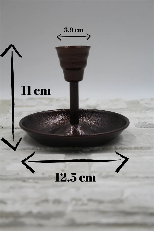 El yapımı bakır şamdan — Metal Vintage Mumluk & El Şamdanı Acı Kahve — üstten görünüm — BakırBul