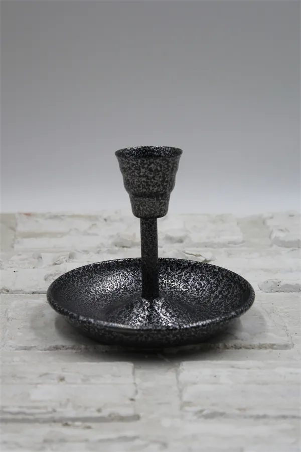 El yapımı bakır şamdan — Metal Vintage Mumluk & El Şamdanı Gümüş — yan görünüm — BakırBul