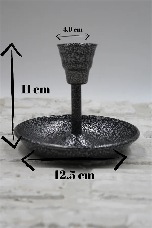 El yapımı bakır şamdan — Metal Vintage Mumluk & El Şamdanı Gümüş — üstten görünüm — BakırBul