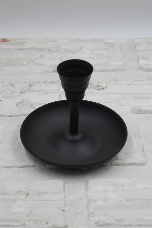 El yapımı bakır şamdan — Metal Vintage Mumluk & El Şamdanı Mat Siyah — detay — BakırBul