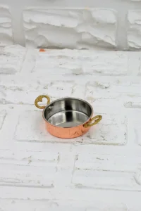 El yapımı bakır kase — Mini Kahvaltılık Kase Kırmızı 7,5 cm — BakırBul