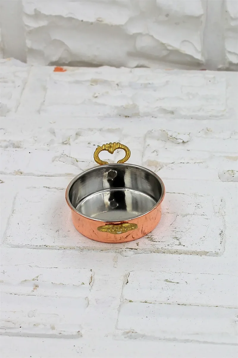 Mini Kahvaltılık Kase Kırmızı 7,5 cm El yapımı bakır kase — Mini Kahvaltılık Kase Kırmızı 7,5 cm — üstten görünüm — BakırBul