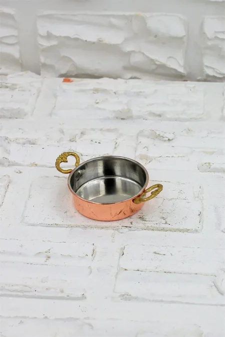 El yapımı bakır kase — Mini Kahvaltılık Kase Kırmızı 7,5 Cm — BakırBul