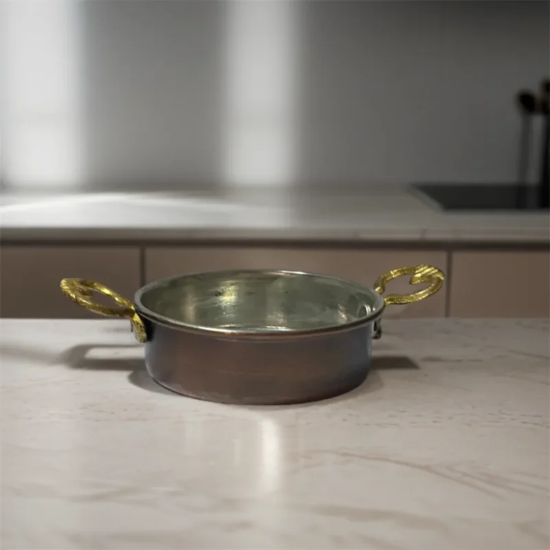 El yapımı bakır kase — Mini Kahvaltılık Kase Oksit 7,5 cm — BakırBul