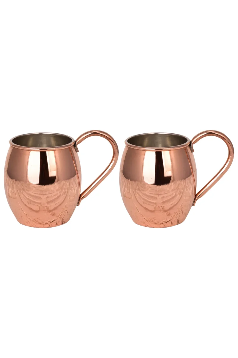 El yapımı bakır bardak — Moscow Mule Bakır Bardak Düz 500 ml 2'li Takım Kırmızı — yan görünüm — BakırBul