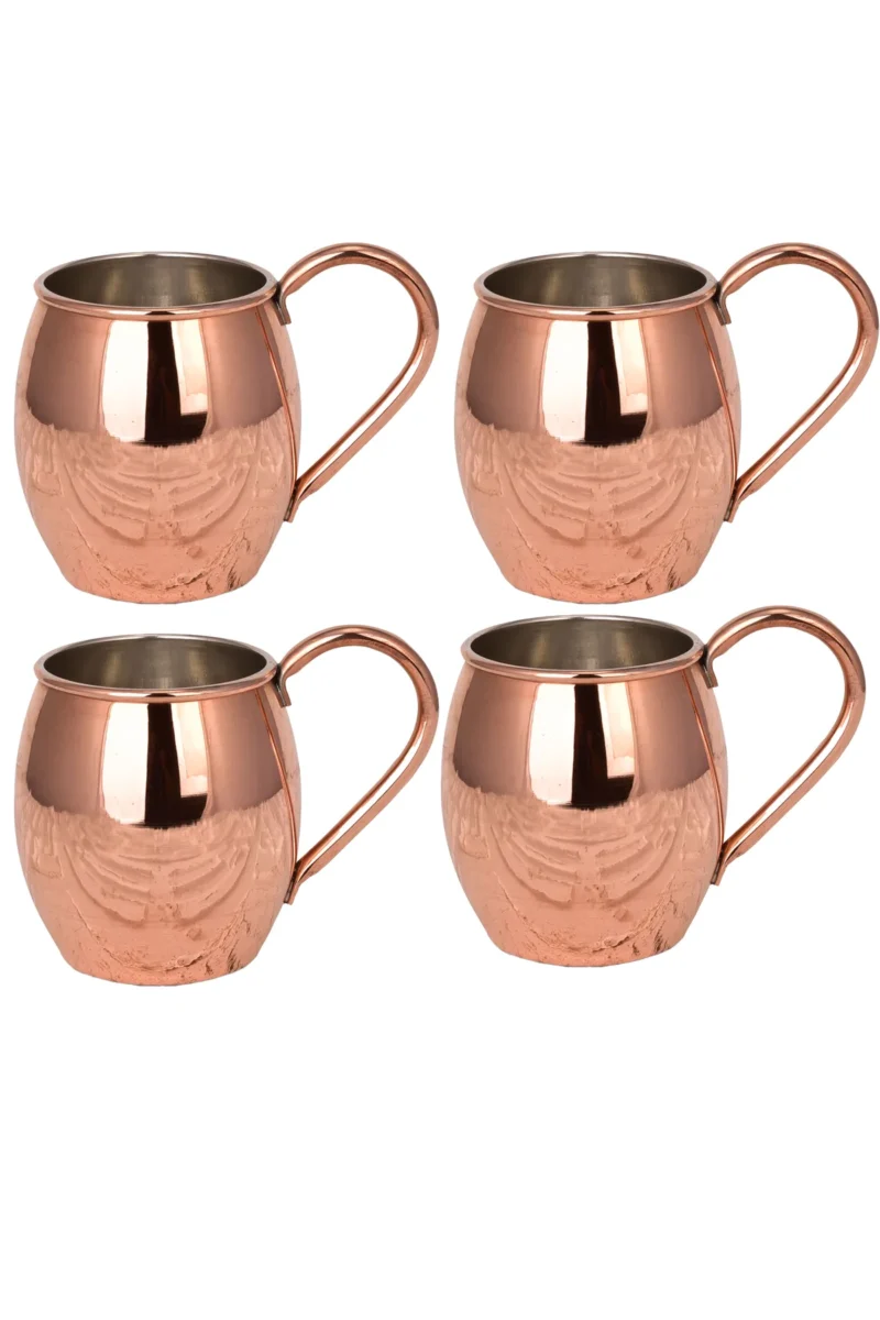 El yapımı bakır bardak — Moscow Mule Bakır Bardak Düz 500 ml 4'lü Takım Kırmızı — BakırBul