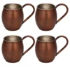 Moscow Mule Bakır Bardak Düz 500 ml 4'lü Takım Oksit El yapımı bakır bardak — Moscow Mule Bakır Bardak Düz 500 ml 4'lü Takım Oksit — yan görünüm — BakırBul