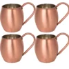El yapımı bakır bardak — Moscow Mule Bakır Bardak Düz 500 ml 4'lü Takım Skoç — yan görünüm — BakırBul