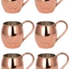 El yapımı bakır bardak — Moscow Mule Bakır Bardak Düz 500 ml 6'lı Takım Kırmızı — yan görünüm — BakırBul