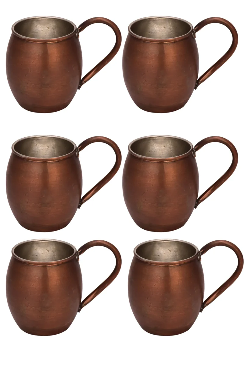 El yapımı bakır bardak — Moscow Mule Bakır Bardak Düz 500 ml 6'lı Takım Oksit — BakırBul