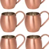 El yapımı bakır bardak — Moscow Mule Bakır Bardak Düz 500 ml 6'lı Takım Skoç — yan görünüm — BakırBul