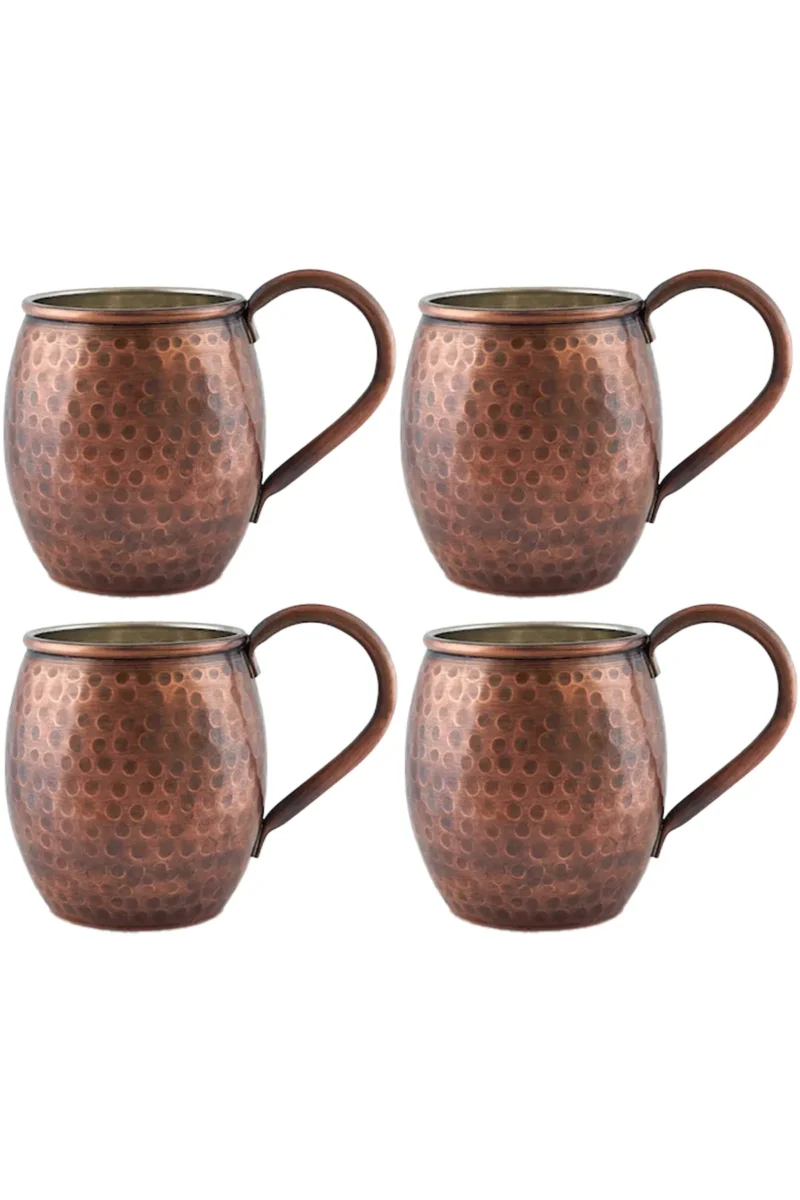 El yapımı bakır bardak — Moscow Mule Bakır Bardak El Dövme 500 ml 4'lü Takım Oksit — BakırBul
