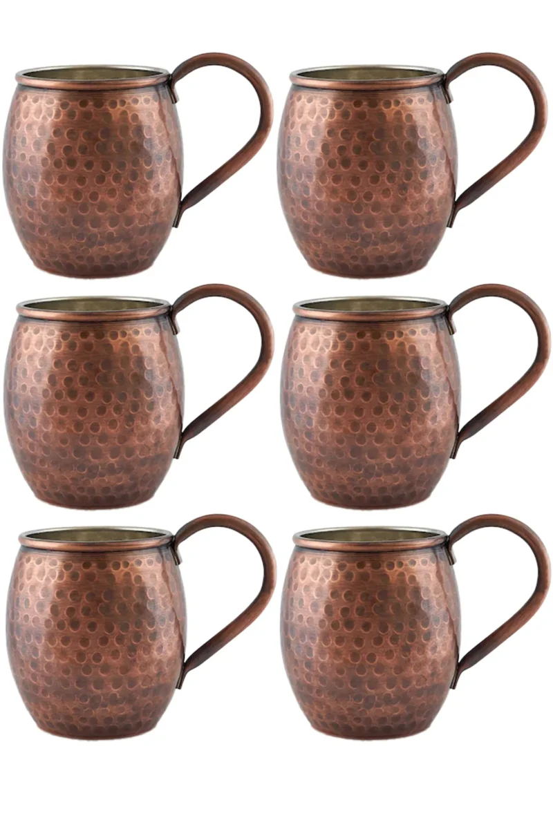El yapımı bakır bardak — Moscow Mule Bakır Bardak El Dövme 500 ml 6'lı Takım Oksit — BakırBul