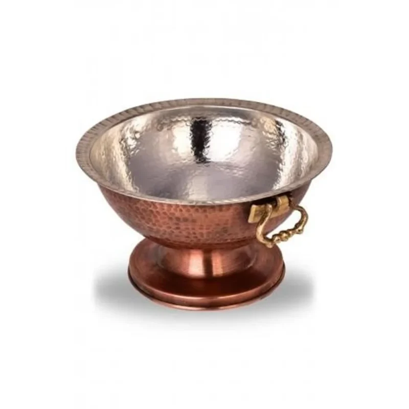 Punch Sunum Kase 32 cm El Dövme Oksit El yapımı bakır kase — Punch Sunum Kase 32 cm El Dövme Oksit — yan görünüm — BakırBul