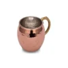 El yapımı bakır bardak — Riva Bakır Bardak El Dövme 550 ml 4'lü Takım Kırmızı — kulp detayı — BakırBul