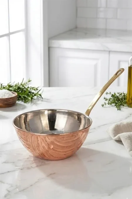 Wok Tava 25 Cm Sadece Taban El Dövme Kırmızı El yapımı bakır tava — Wok Tava 25 Cm Sadece Taban El Dövme Kırmızı — BakırBul