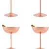 Zo-Martini Bakır Kadeh Düz 250 ml 4'lü Kırmızı El yapımı bakır kadeh — Zo-Martini Bakır Kadeh Düz 250 ml 4'lü Kırmızı — yan görünüm — BakırBul