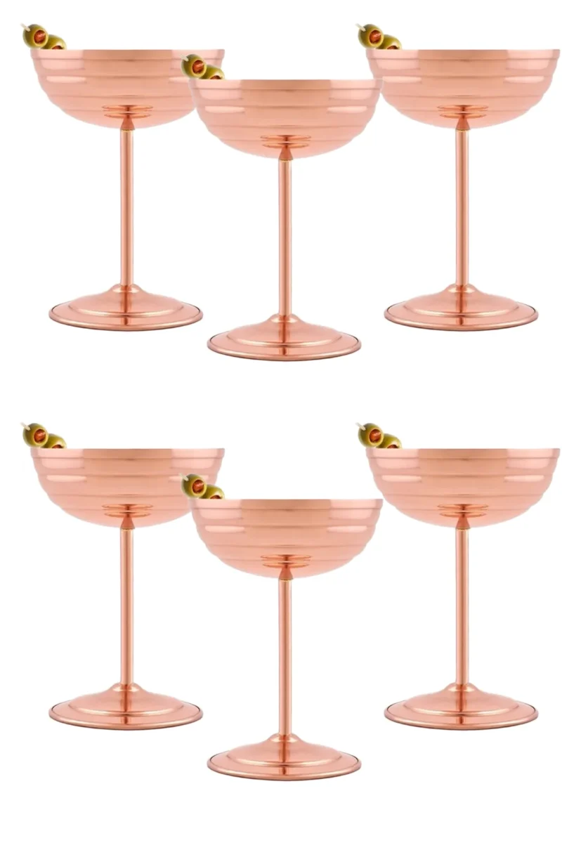El yapımı bakır kadeh — Zo-Martini Bakır Kadeh Düz 250 ml 6'lı Kırmızı — yan görünüm — BakırBul