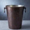 El yapımı bakır kova — Adalı Bakır Buz Kovası 15 cm El Dövme Oksit — su ve içecek şişelerini soğuk tutma, sofrada sunum — BakırBul