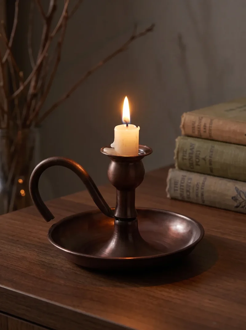 alem-mumluk-sinanay-el-samdani-bakir-kulp-duz-oksit-bb2614-3-sahne-2 El yapımı bakır ürün — Alem Mumluk & Şinanay & El Şamdanı Bakır Kulp Düz Oksit — akşam sofrası ve dekorasyon — BakırBul