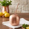 El yapımı bakır ürün — Bakır Apple Cocktail Pipetli Düz 250 ml Skoç — soğuk içecek servisi — BakırBul